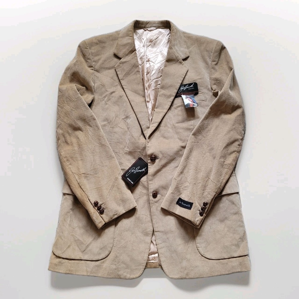 VINTAGE NWT Joe Namath Signature Corduroy Blazer Jacket -‎ Tan - 44L - Deadstock